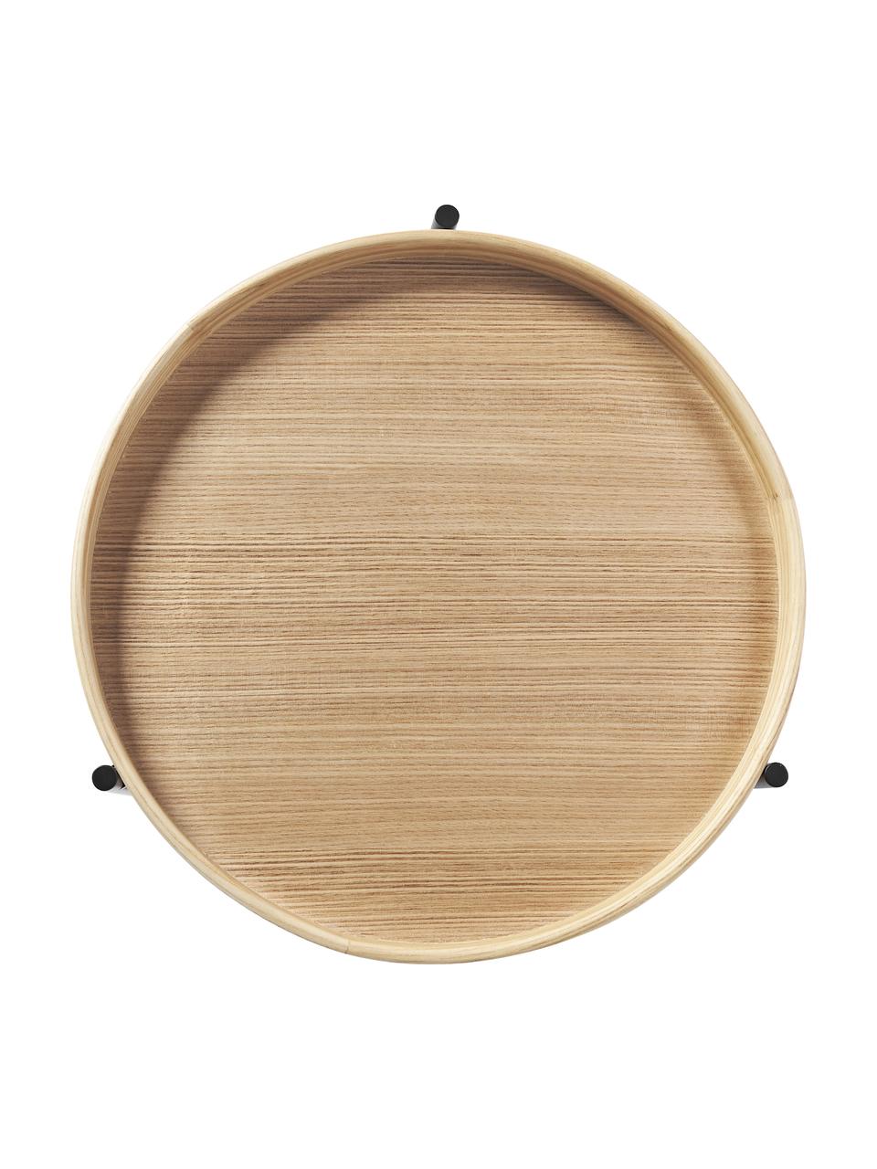 Tavolino in legno Renee, Ripiani: pannello di fibra a media, Struttura: metallo verniciato a polv, Legno di frassino, Ø 44 x Alt. 49 cm