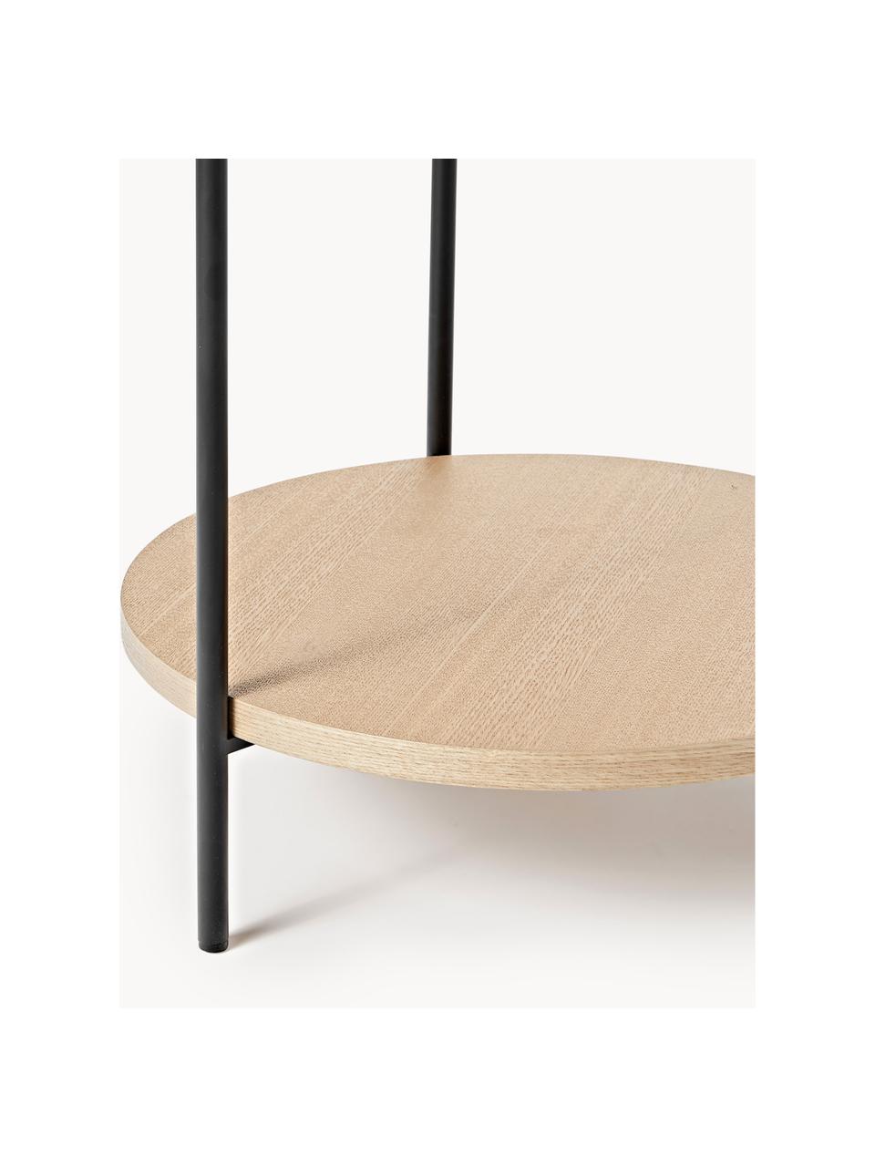 Stolik pomocniczy z drewna naturalnego Renee, Blat: płyta pilśniowa średniej , Stelaż: metal malowany proszkowo, Drewno jesionowe, Ø 44 x W 49 cm