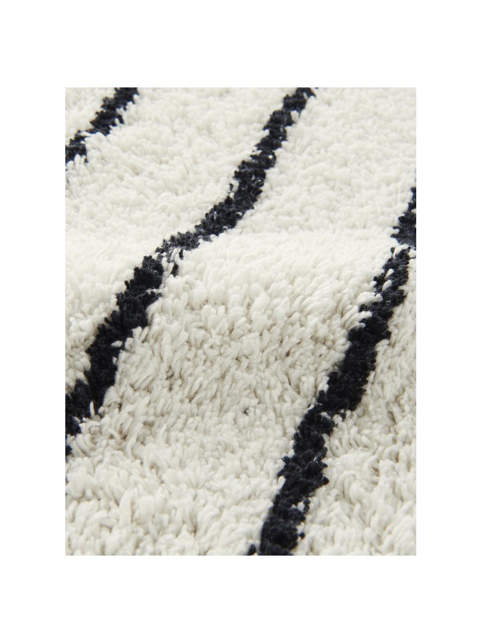 Tapis de bain Lawa, 100 % coton, Blanc crème, noir, larg. 50 x long. 80 cm
