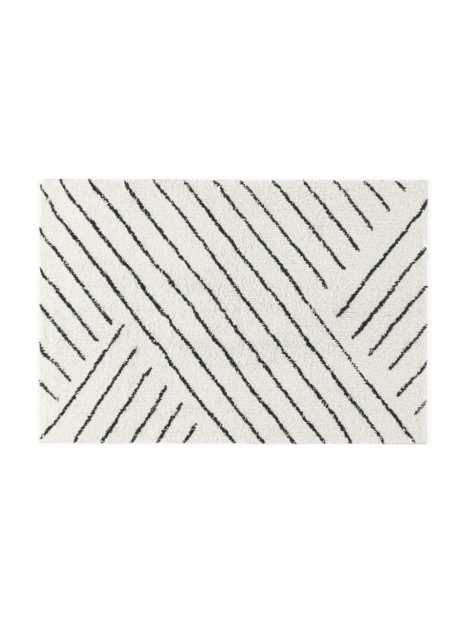 Koupelnový kobereček Lawa, 100 % bavlna, Krémově bílá, černá, Š 50 cm, D 80 cm