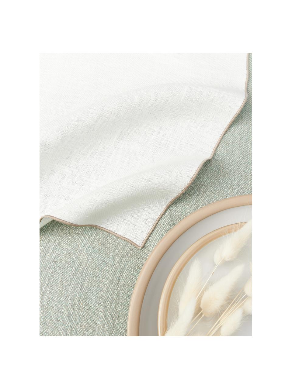 Serviettes de table en lin motif chevrons Audra, 6 pièces, 100 % pur lin, Blanc, beige, larg. 46 x long. 46 cm