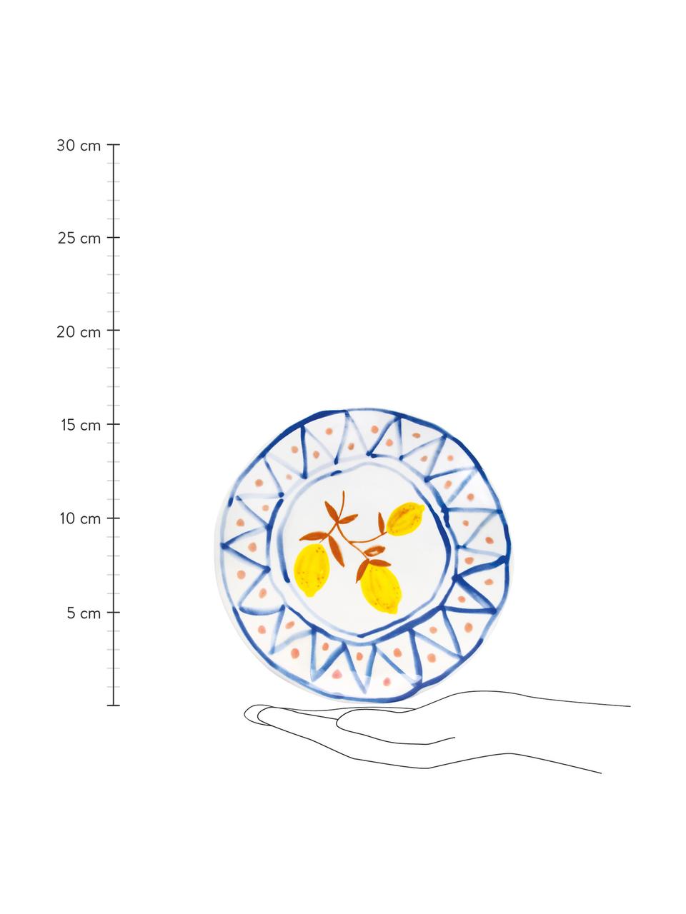 Platos pan Lemon Moroccan, 4 uds., Gres, Blanco, azul, naranja, amarillo, Ø 16 cm