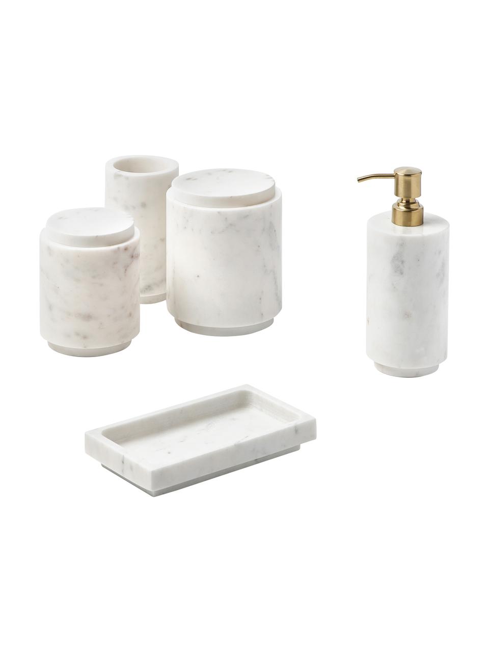 Boîte de rangement en marbre Simba, Marbre, Blanc, marbré, Ø 10 x haut. 12 cm