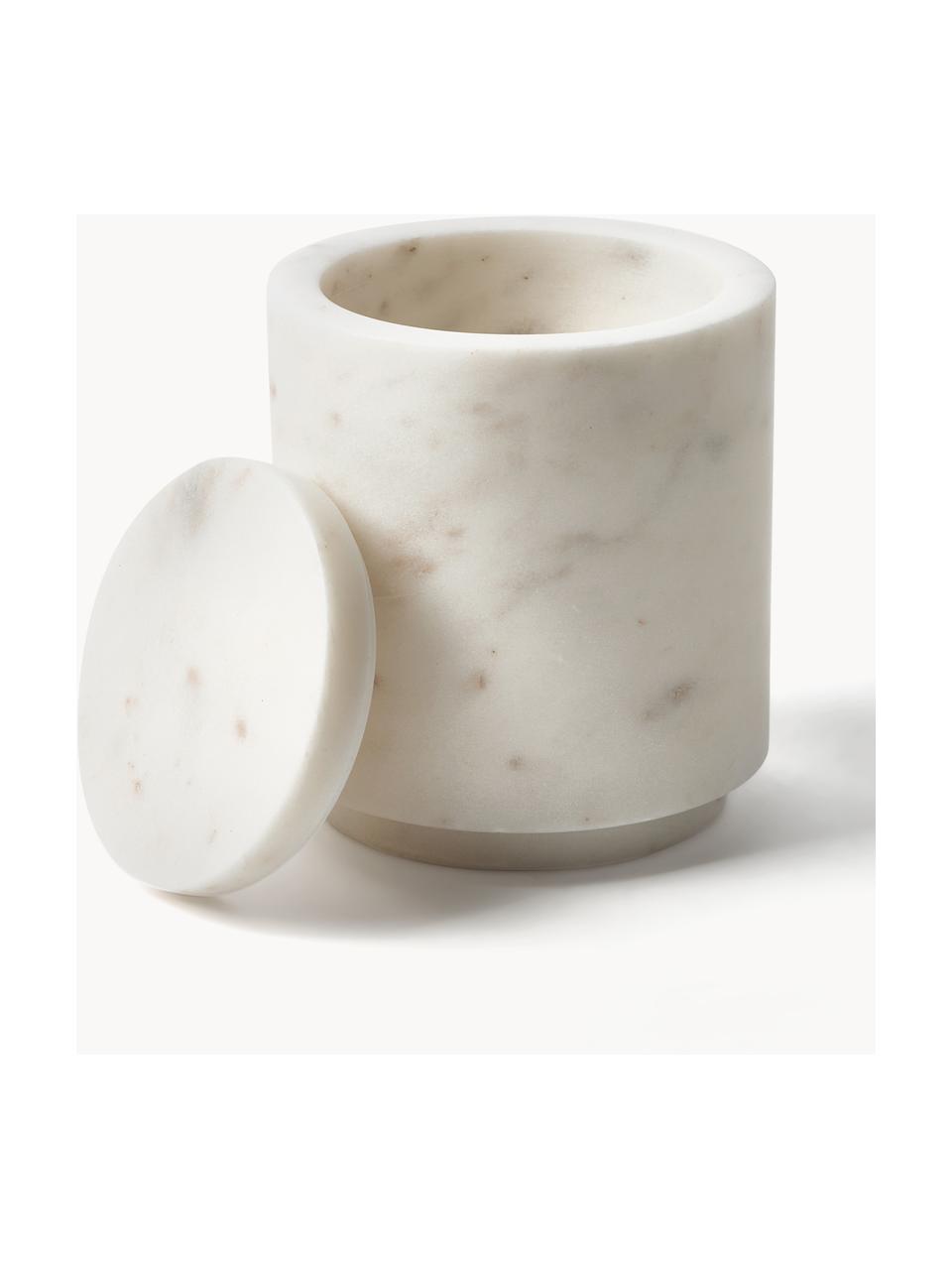 Marmor-Aufbewahrungsdose Simba, Marmor, Weiß, marmoriert, Ø 10 x H 12 cm