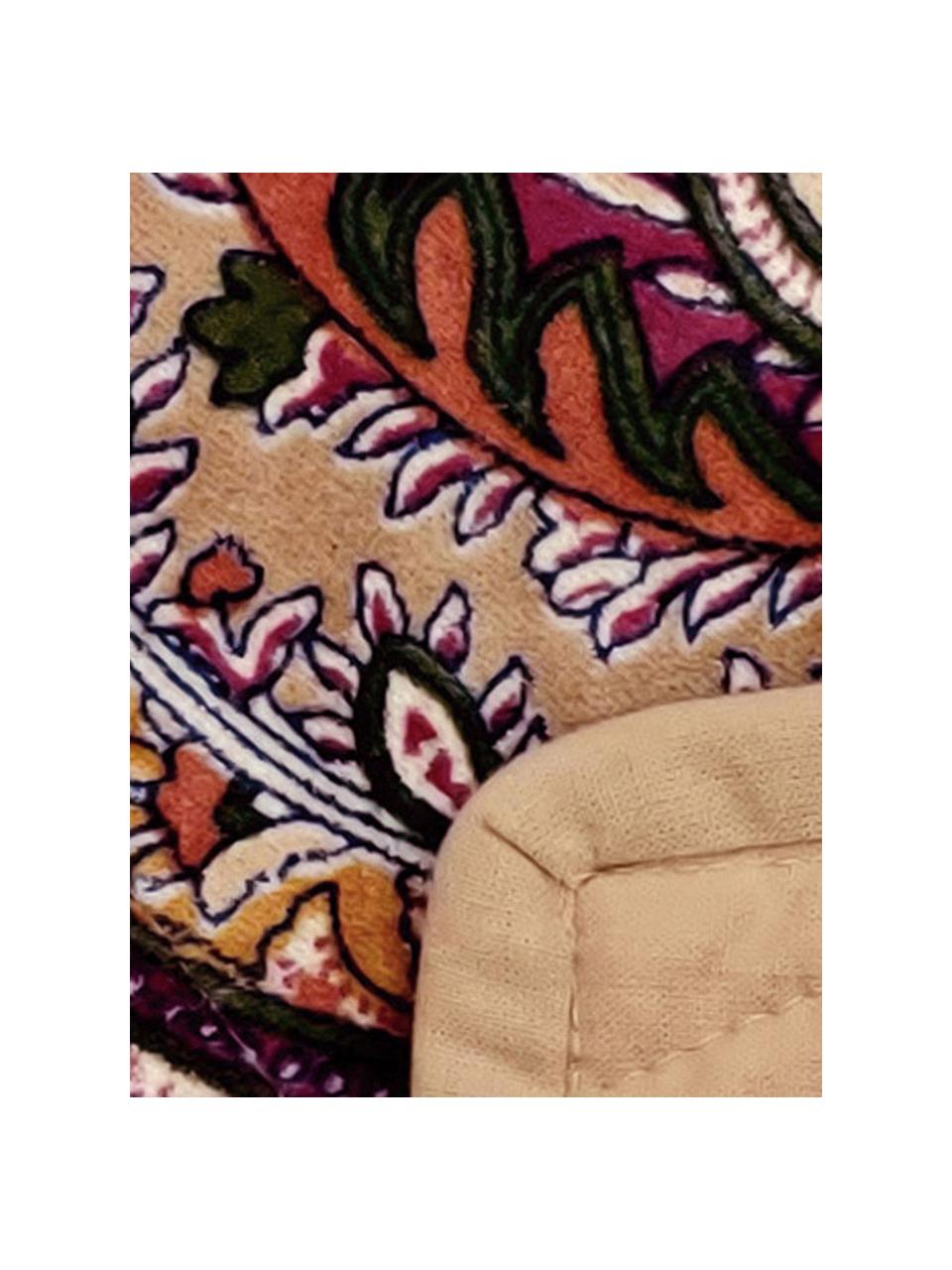 Gemustertes Samt-Plaid Paisley mit gesteppter Rückseite, 100% Baumwolle, Beige, Mehrfarbig, 130 x 170 cm
