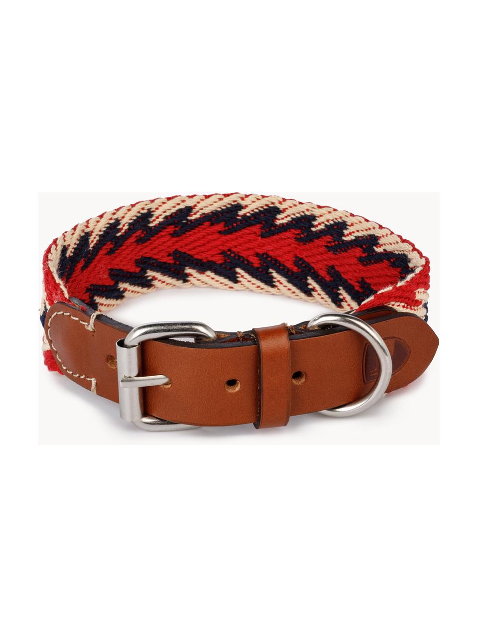 Handgefertigtes Haustier-Halsband Peruvian Arrow, in verschiedenen Grössen, Verschluss: Metall, Rot, Dunkelblau, Weiss, L 32 cm