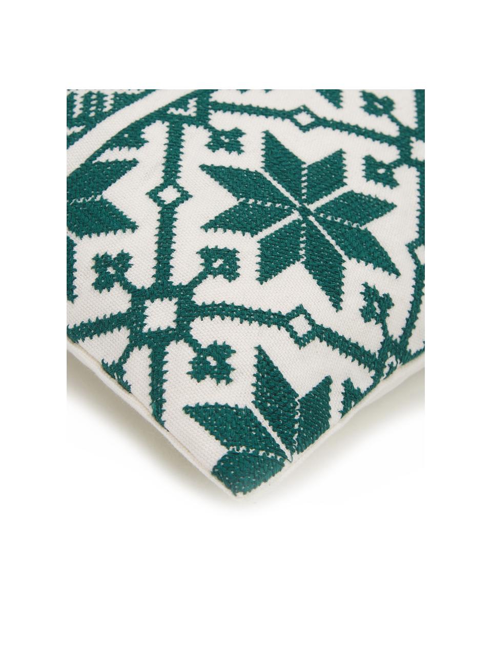 Federa arredo con motivo invernale Shetland, 100% cotone, Verde, bianco crema, Larg. 30 x Lung. 50 cm