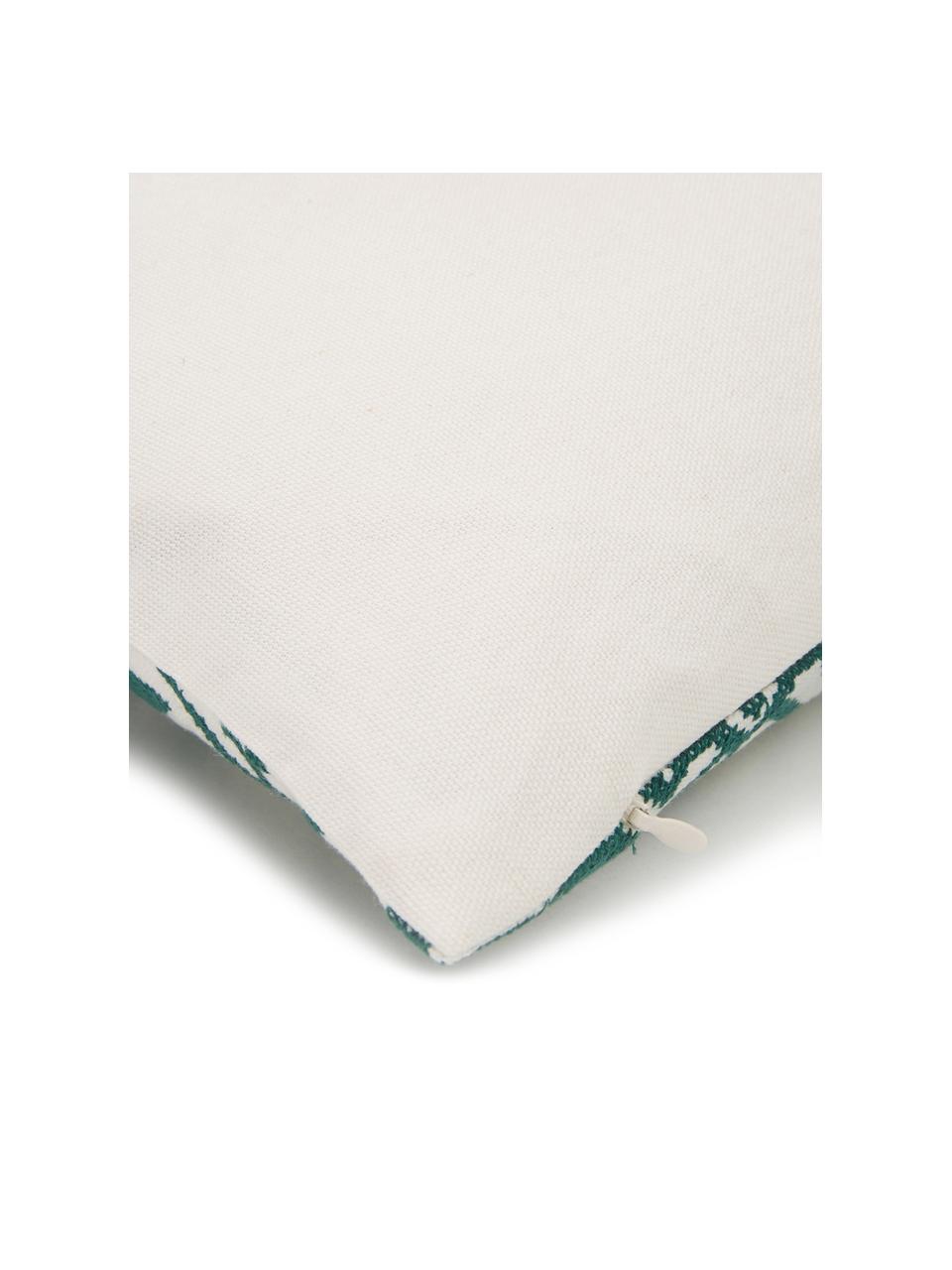 Haftowana poszewka na poduszkę Shetland, 100% bawełna, Zielony, kremowobiały, S 30 x D 50 cm