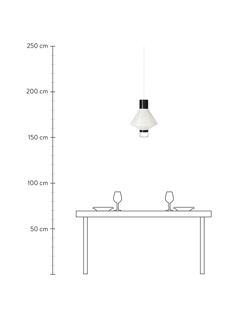 Design Pendelleuchte Ritta aus Papier, Lampenschirm: Papier, Weiß, Schwarz, Ø 30 x H 42 cm