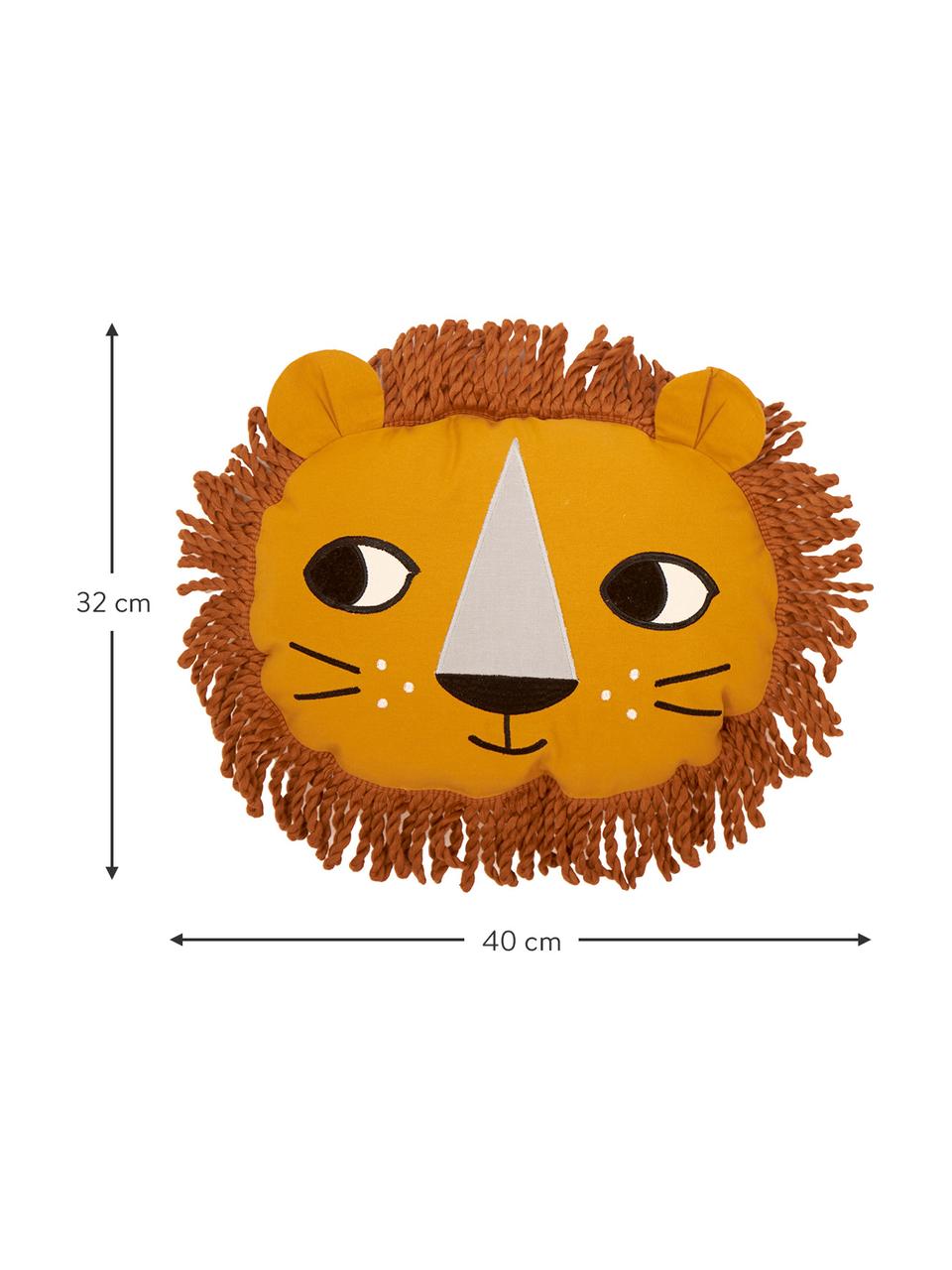 Coussin Lion, avec garnissage, Jaune, brun, larg. 40 x long. 32 cm