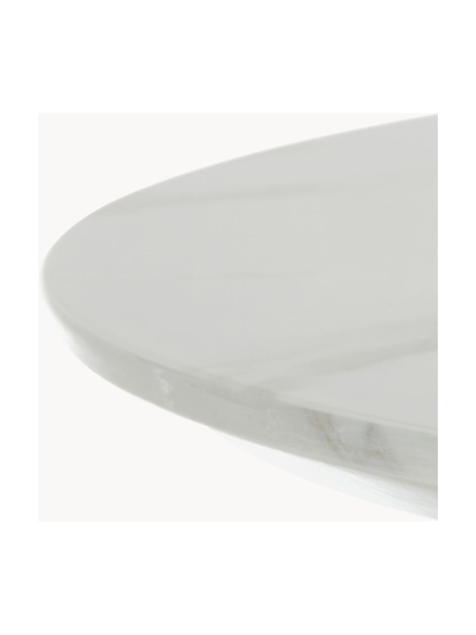 Table ronde aspect marbre Karla, Ø 90 cm, Blanc, marbré, couleur dorée, Ø 90 x haut. 75 cm