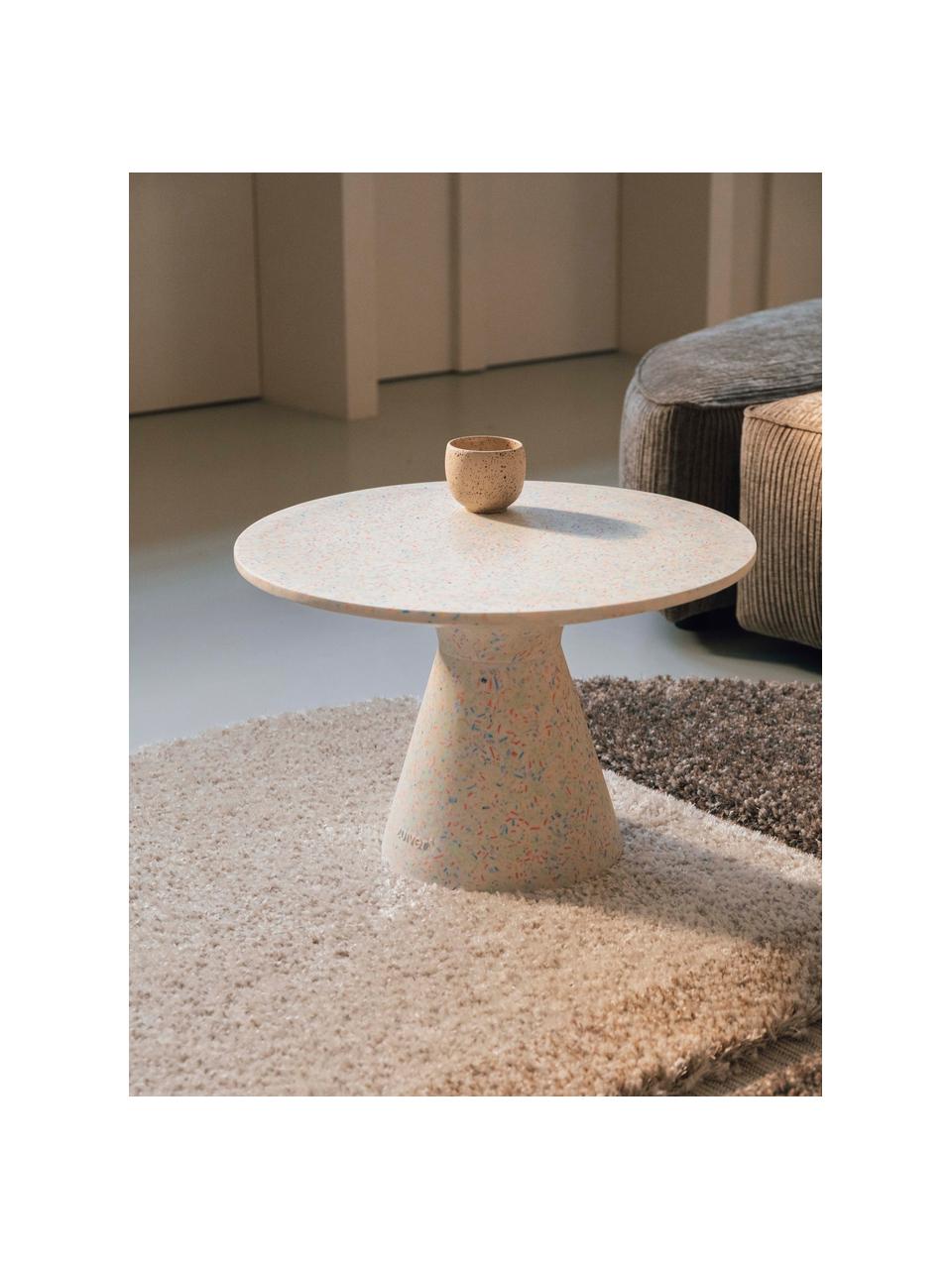 Table basse de jardin ronde plastique recyclé Victoria, Terrazzo, plastique recyclé, polyrésine, Blanc, multicolore, Ø 50 x haut. 29 cm