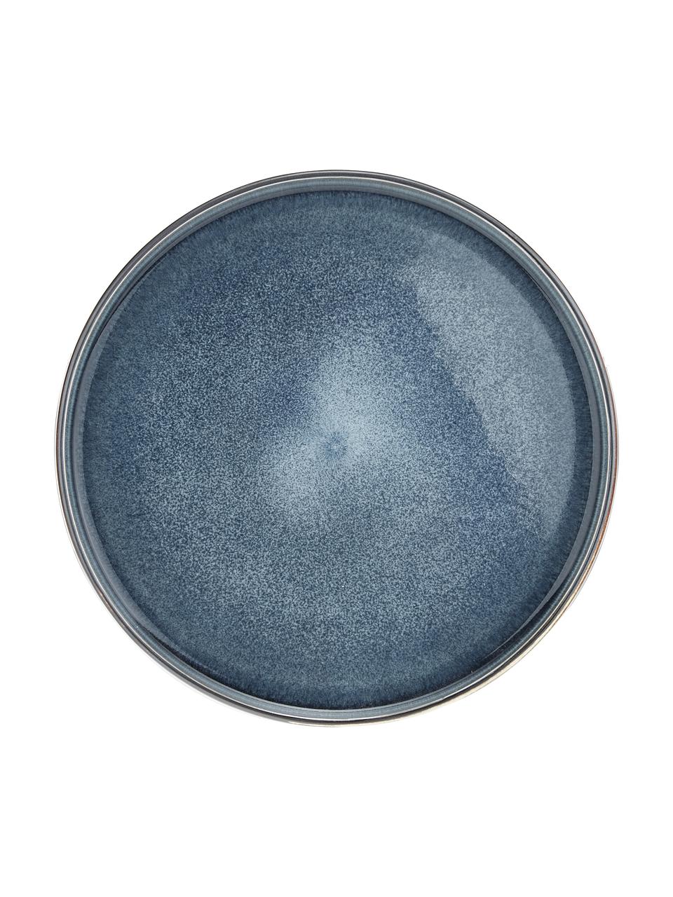 Ręcznie wykonany talerz śniadaniowy Quintana, 2 szt., Porcelana, Niebieski, brązowy, Ø 22 cm