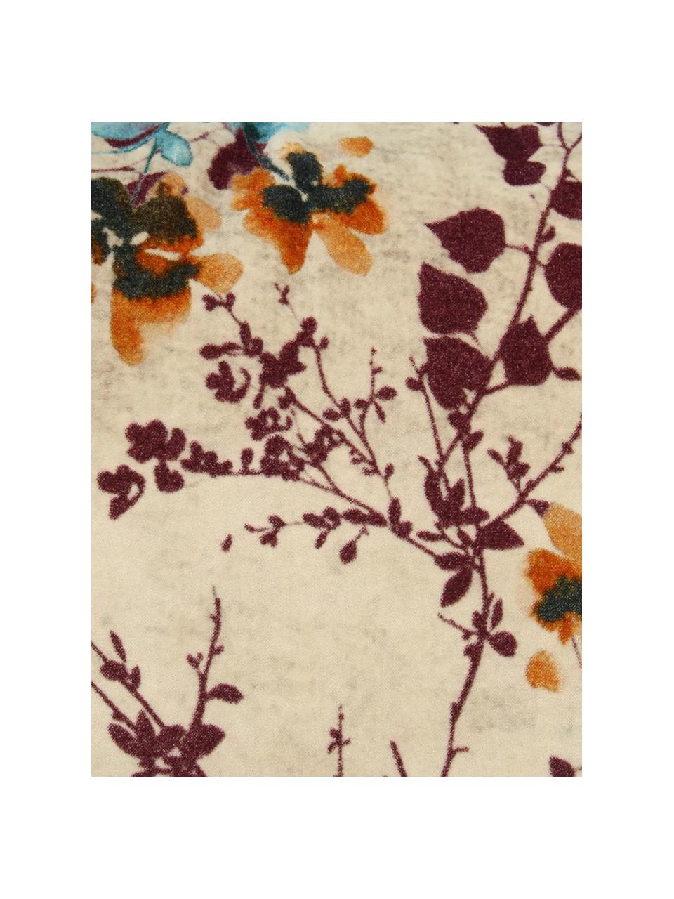 Cuscino imbottito in velluto con motivo floreale Branches, Rivestimento: velluto di cotone, Beige, multicolore, Larg. 40 x Lung. 60 cm