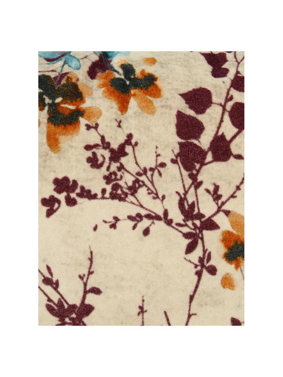 Fluwelen kussen Branches met bloemenpatroon, met vulling, Beige, multicolour, B 40 x L 60 cm