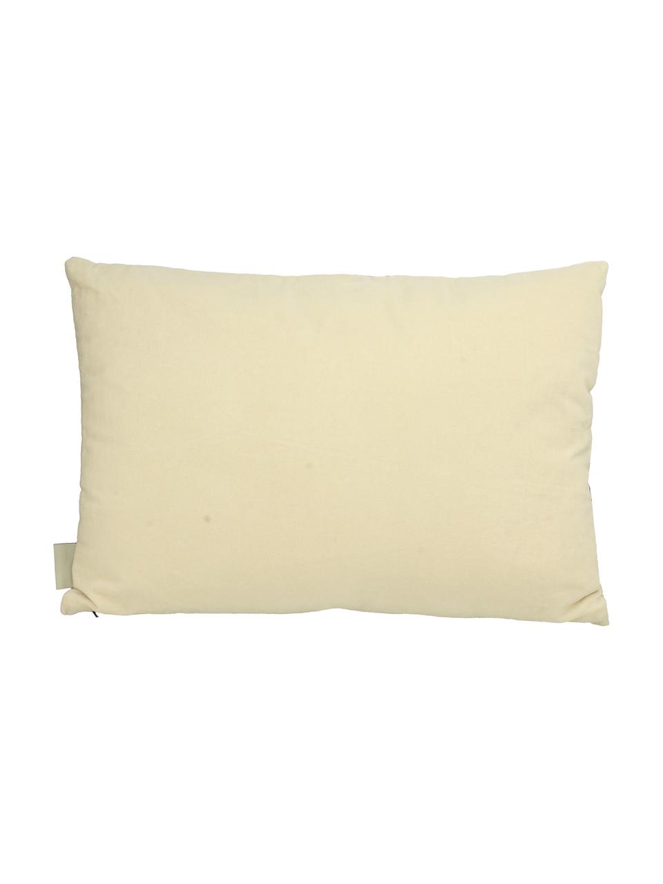 Coussin décoratif rectangulaire velours Branches, Beige, multicolore, larg. 40 x long. 60 cm