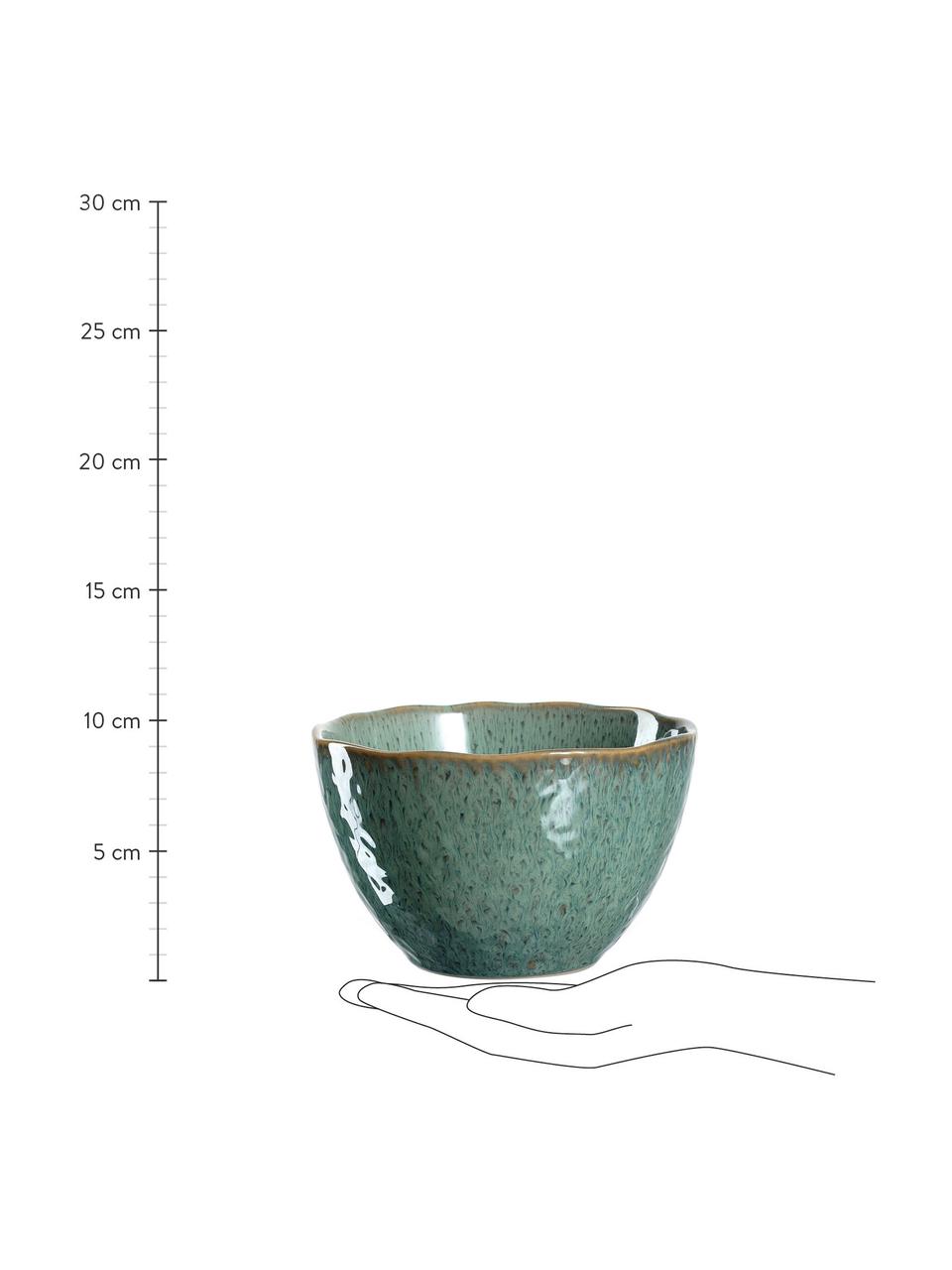 Schälchen Matera in Grün mit Farbverlauf und Unebenheiten, 6 Stück, Keramik, Grün, Ø 15 x H 10 cm