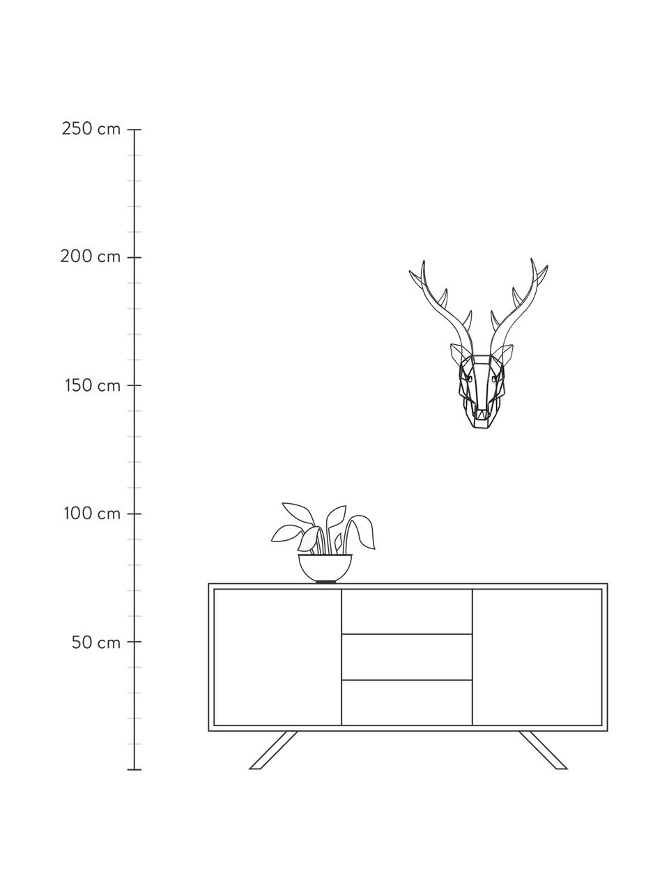 Decorazione da parete Antler, Acciaio verniciato a polvere, Nero, Larg. 52 x Alt. 67 cm