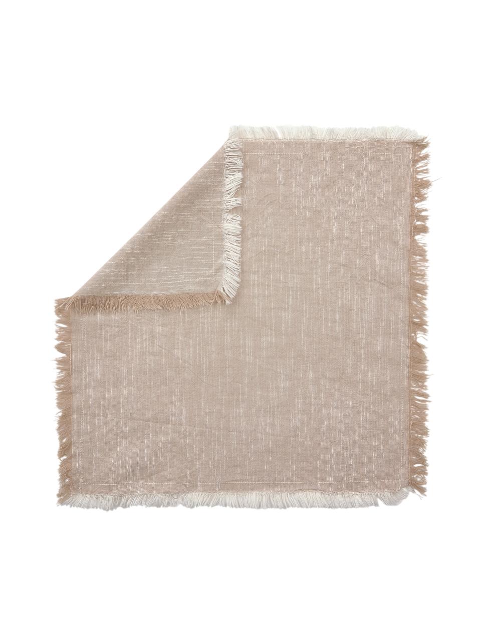 Serwetka z bawełny z frędzlami Ivory, 4 szt., 100% bawełna, Beżowy, S 40 x D 40 cm