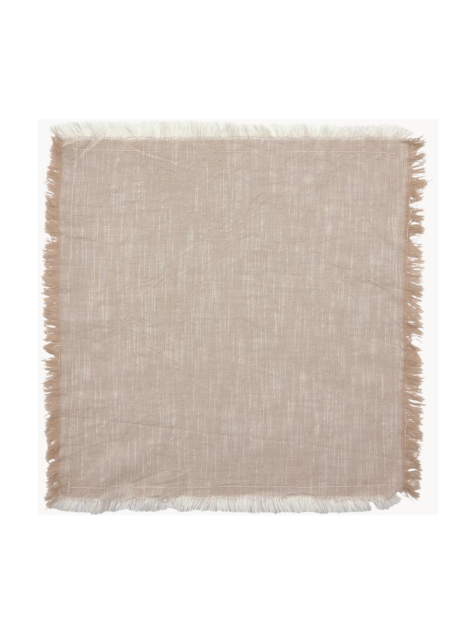 Tovagliolo di stoffa con frange Ivory 4 pz, 100% cotone, Beige, Larg. 40 x Lung. 40 cm