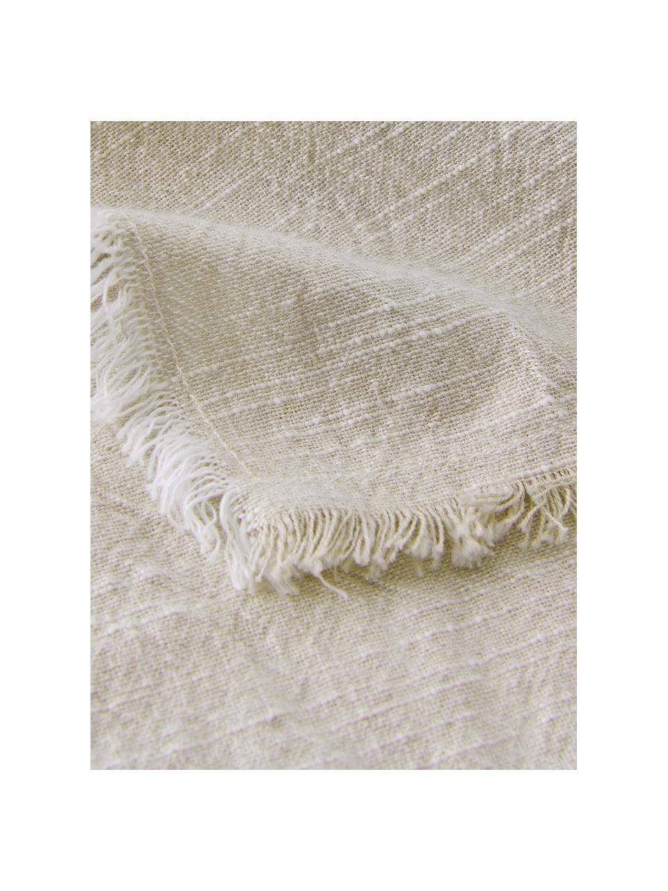 Serwetka z bawełny z frędzlami Ivory, 4 szt., 100% bawełna, Beżowy, S 40 x D 40 cm