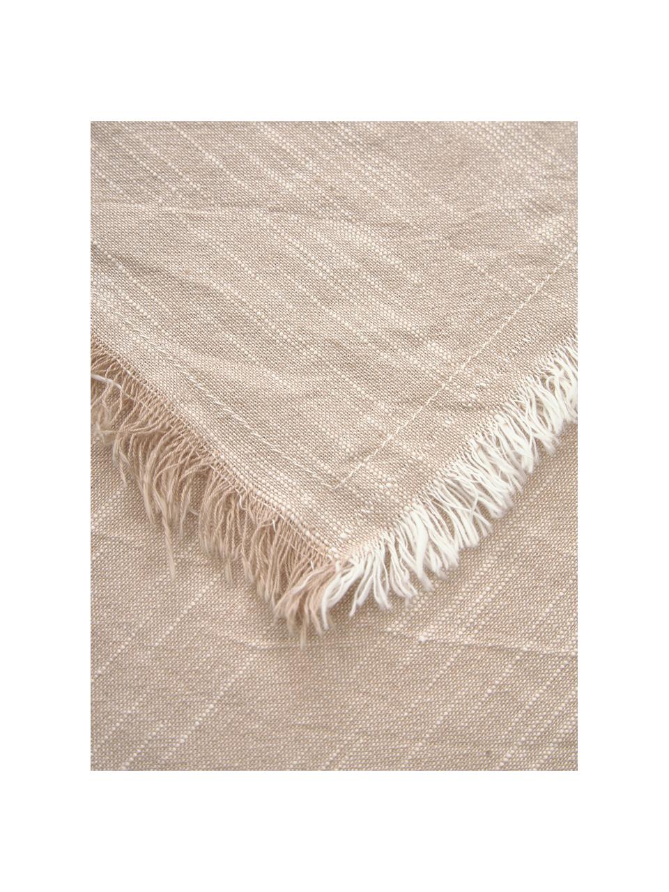 Stoffservietten Ivory mit Fransen, 4 Stück, 100 % Baumwolle, Beige, B 40 x L 40 cm