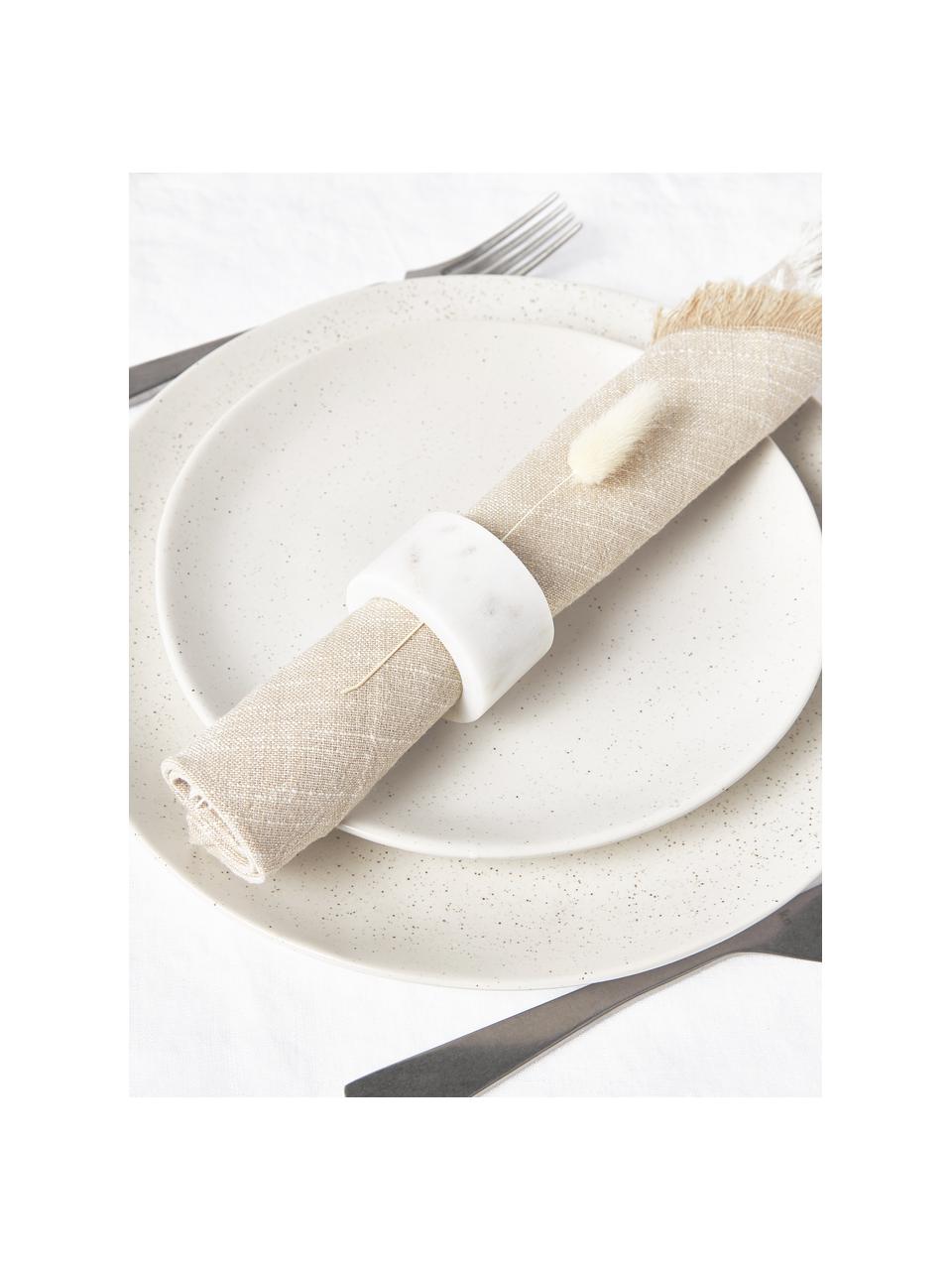 Stoffen servetten Ivory met franjes, 4 stuks, 100% katoen, Beige, B 40 x L 40 cm