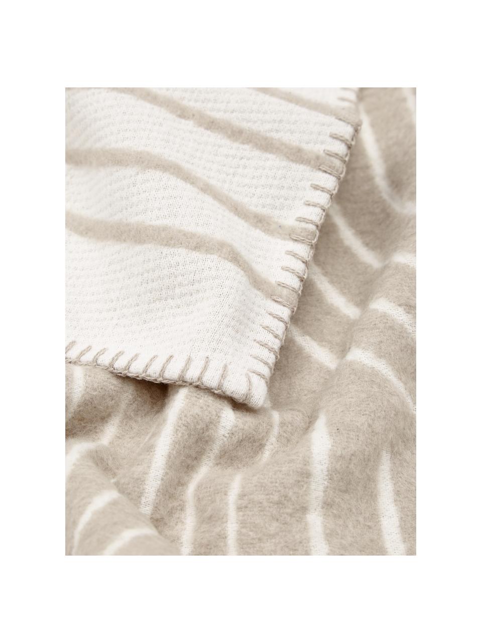 Manta doble cara de algodón Deco, 85% algodón, 15% poliacrílico, Crema, beige, An 130 x L 200 cm