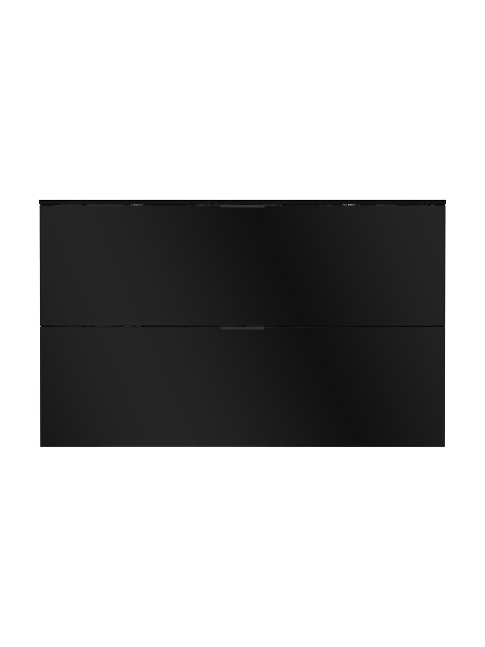 Schuhschrank Valega mit glänzender Oberfläche, Korpus: Spanplatte, Melaminharzbe, Füße: Kunststoff, Schwarz, glänzend, B 140 x H 85 cm