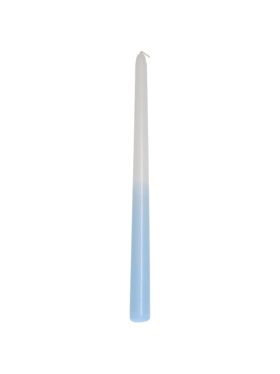 Velas cónicas Dubli, 4 uds., Cera, Azul, blanco, Ø 2 x Al 31 cm