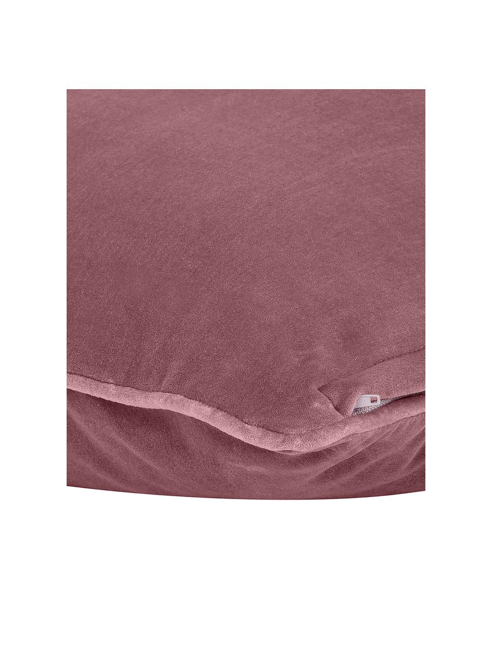Effen fluwelen kussenhoes Dana in oudroze, 100% katoenfluweel, Oudroze, B 40 x L 40 cm