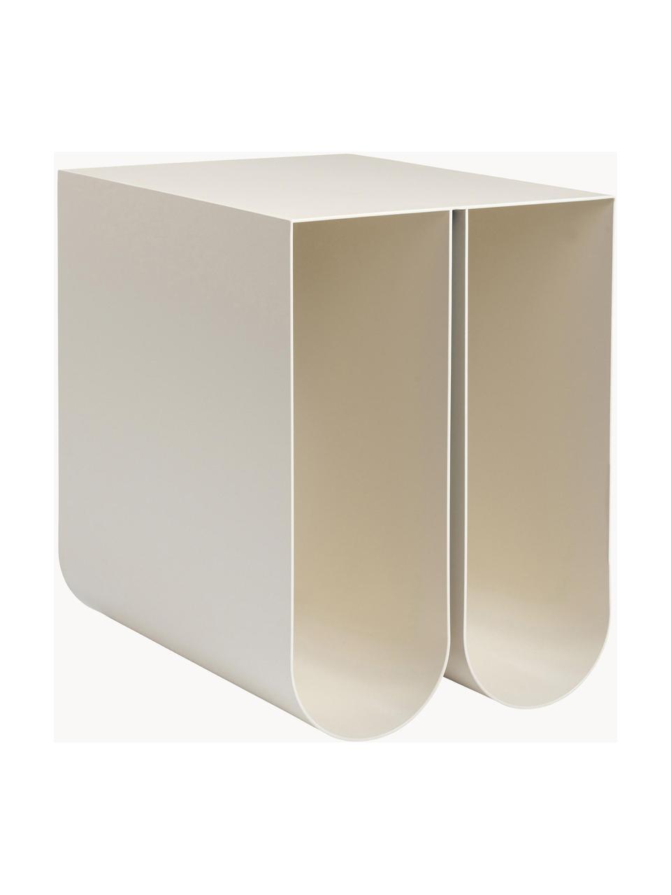 Metalen bijzettafel Curved, Gepoedercoat staal, Lichtbeige, B 26 x H 36 cm