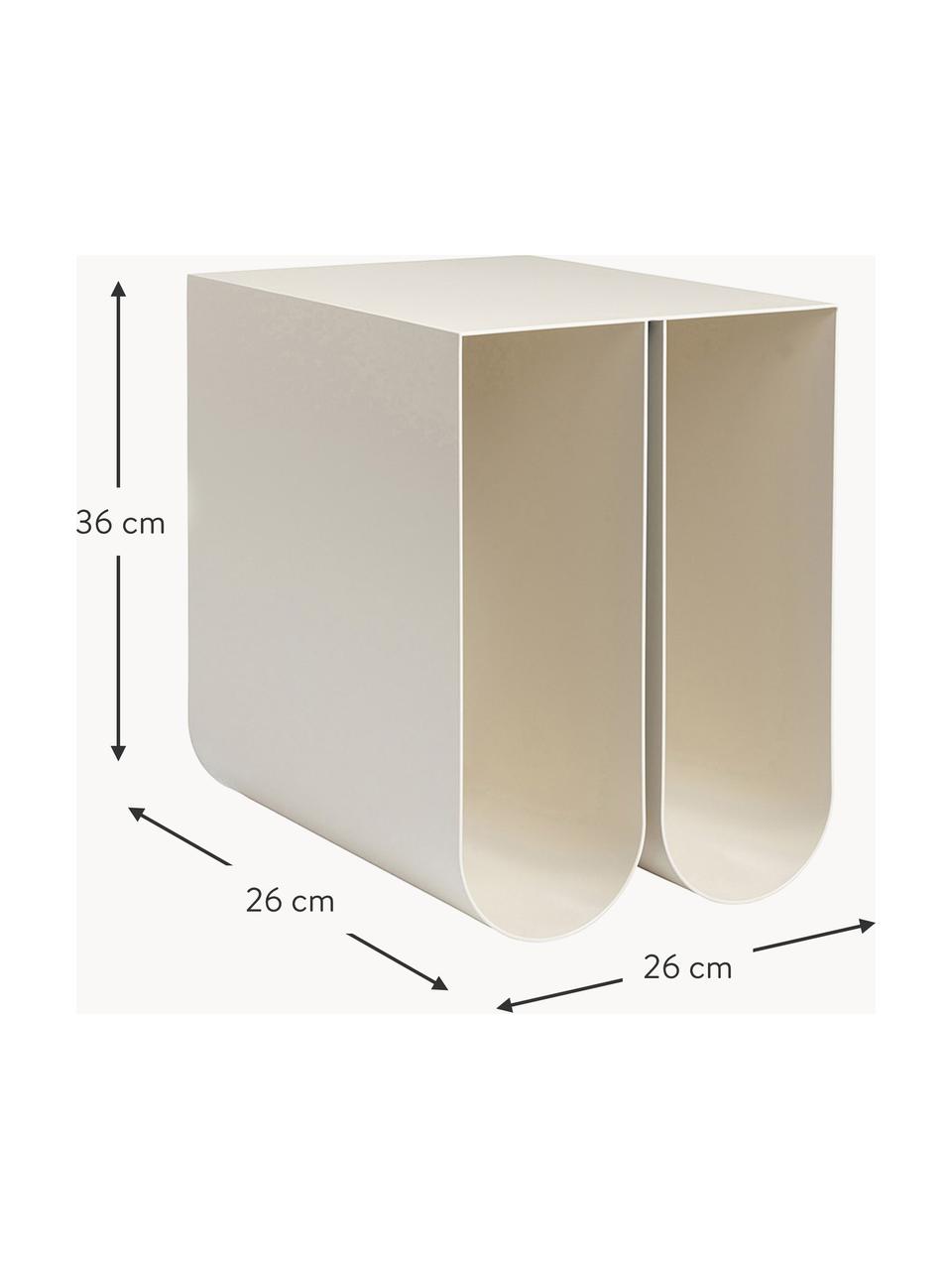 Metalen bijzettafel Curved, Gepoedercoat staal, Lichtbeige, B 26 x H 36 cm