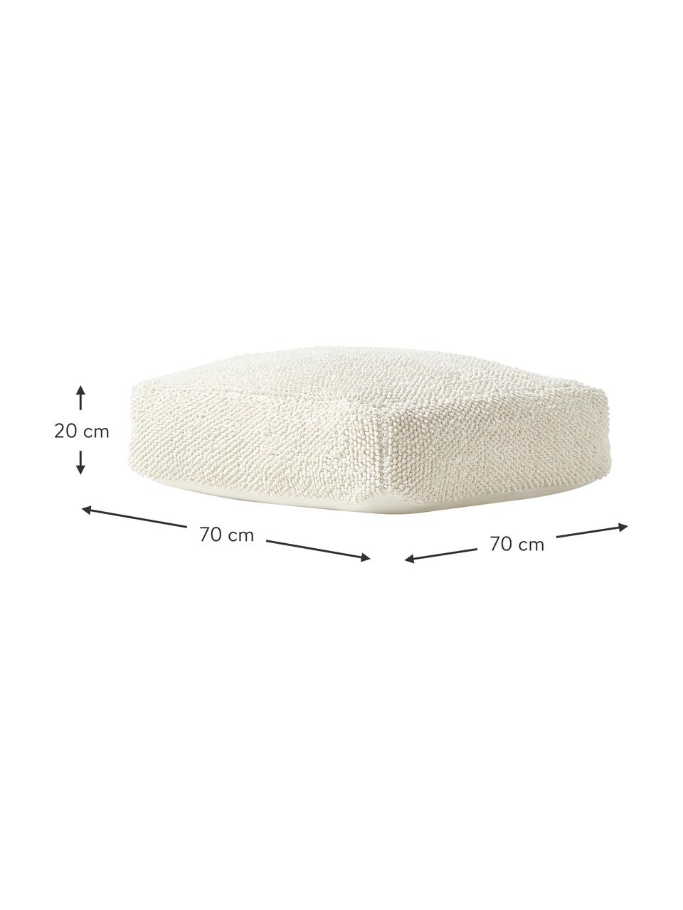 Cuscino da pavimento in cotone Indi, Rivestimento: 100% cotone, Bianco crema, Larg. 70 x Alt. 20 cm