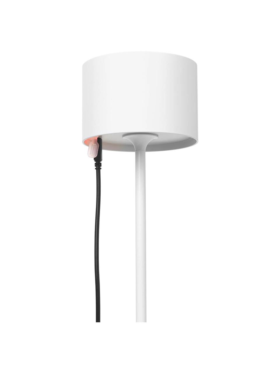Lámpara de mesa LED regulable para exterior Farol, portátil, Lámpara: aluminio con pintura en p, Cable: plástico, Blanco, Ø 11 x Al 34 cm