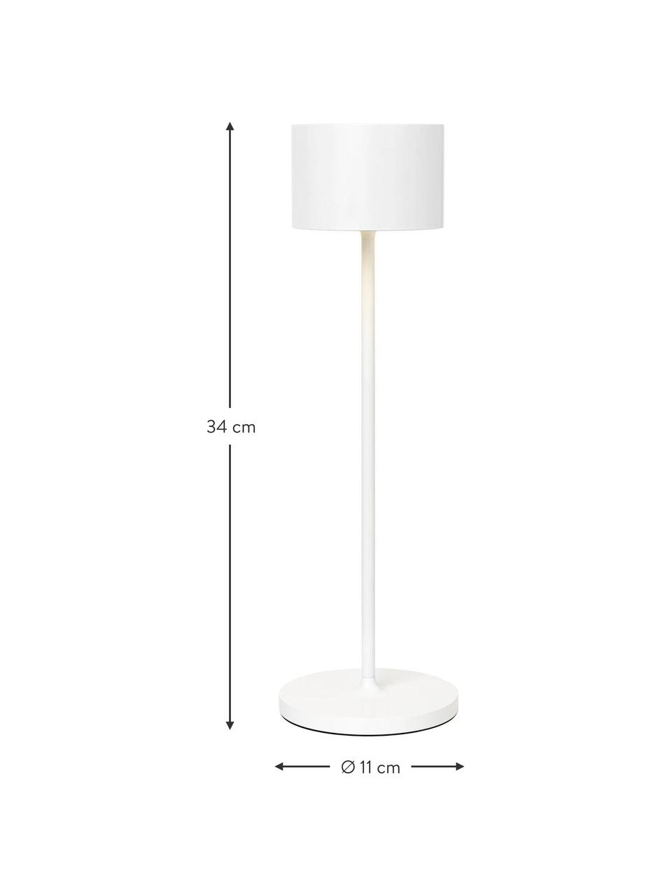 Lámpara de mesa LED regulable para exterior Farol, portátil, Lámpara: aluminio con pintura en p, Cable: plástico, Blanco, Ø 11 x Al 34 cm