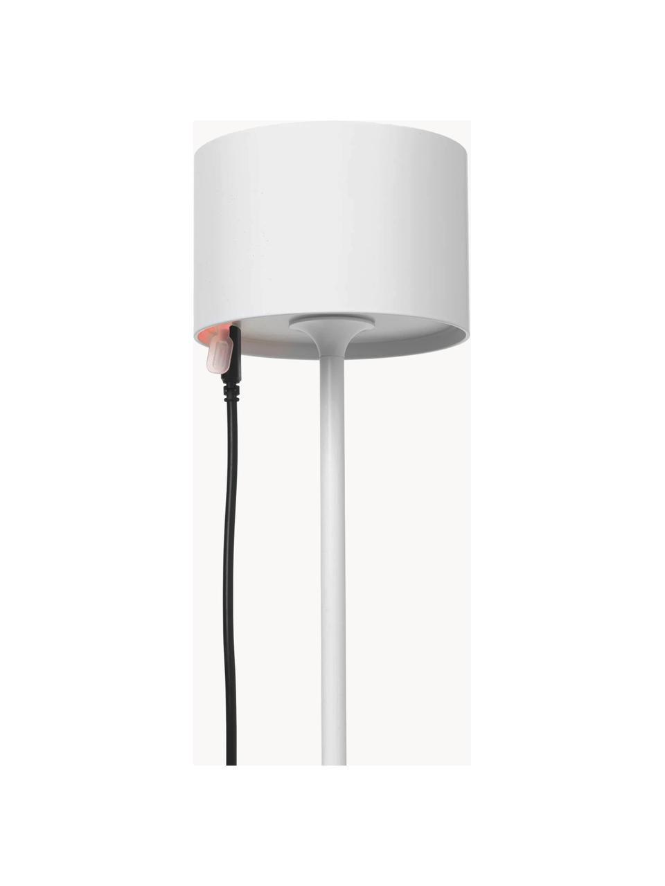 Lámpara de mesa LED regulable para exterior Farol, portátil, Lámpara: aluminio con pintura en p, Cable: plástico, Blanco, Ø 11 x Al 34 cm