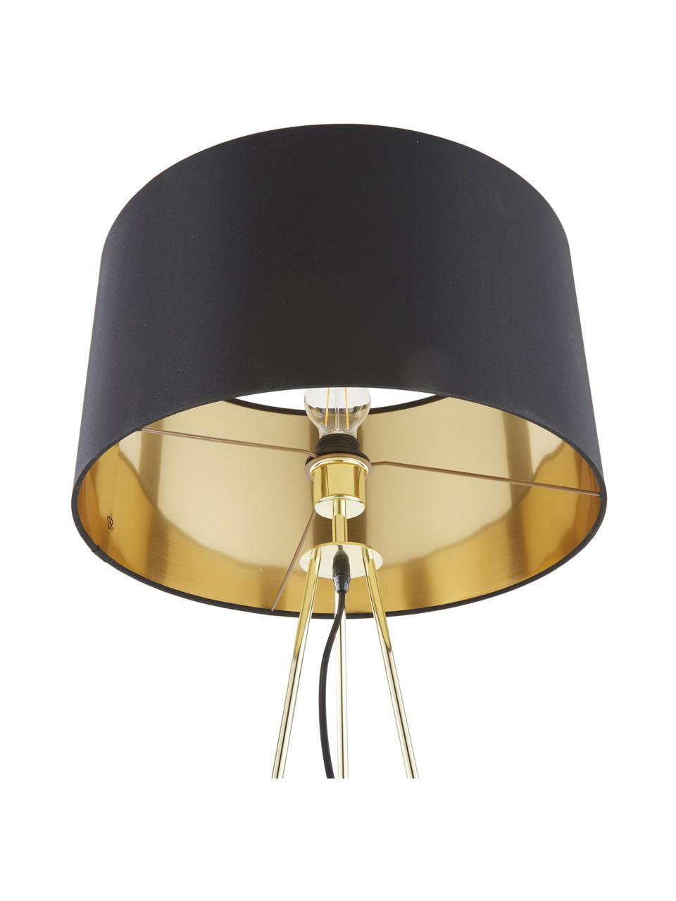 Stehlampe Jessica in Schwarz-Gold, Lampenschirm: Textil, Lampenfuß: Metall, verkupfert, Schwarz, Kupferfarben, Ø 45 x H 155 cm