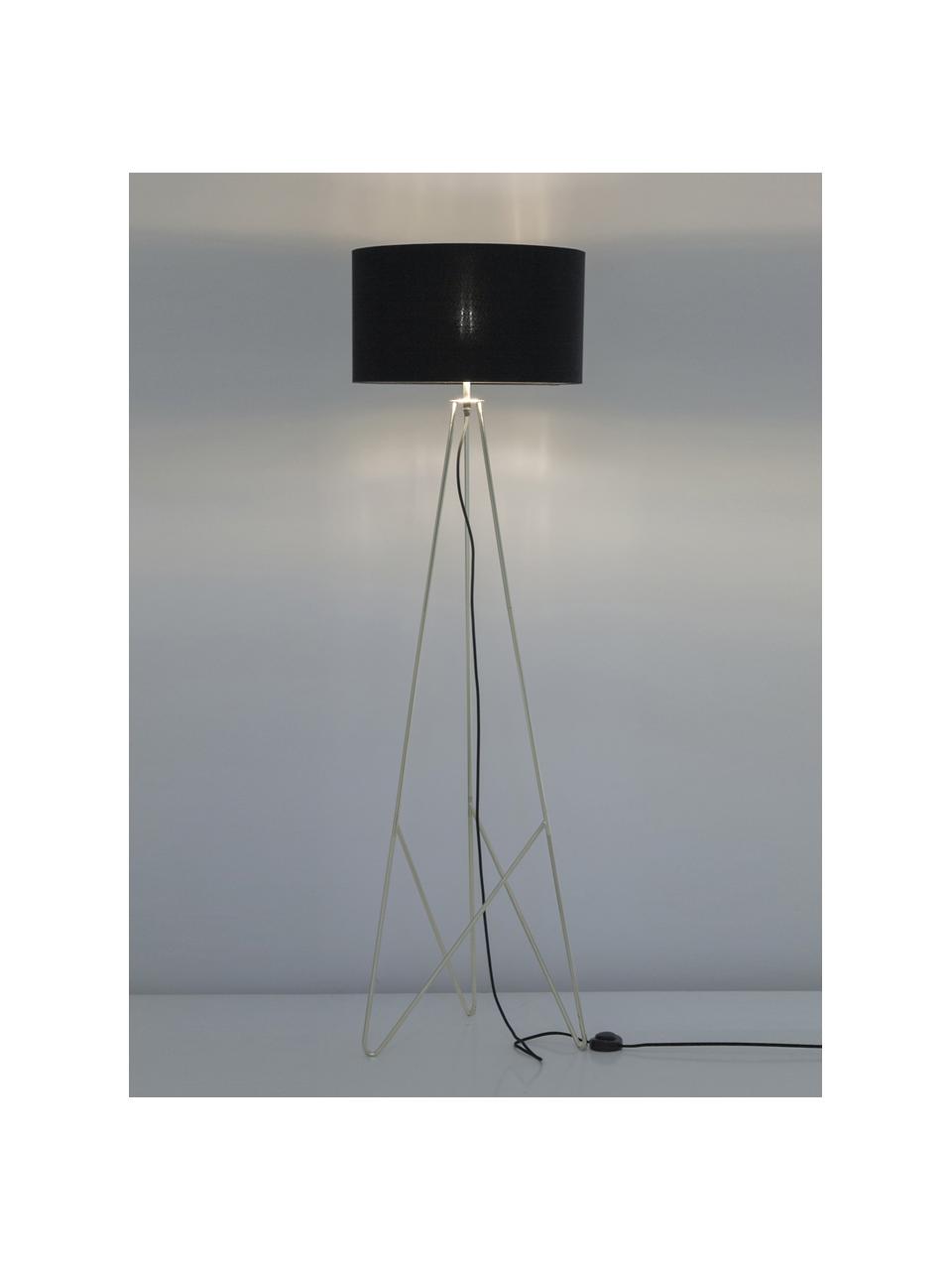 Lampadaire trépied glamour Jessica, Noir, cuivre, Ø 45 x haut. 155 cm