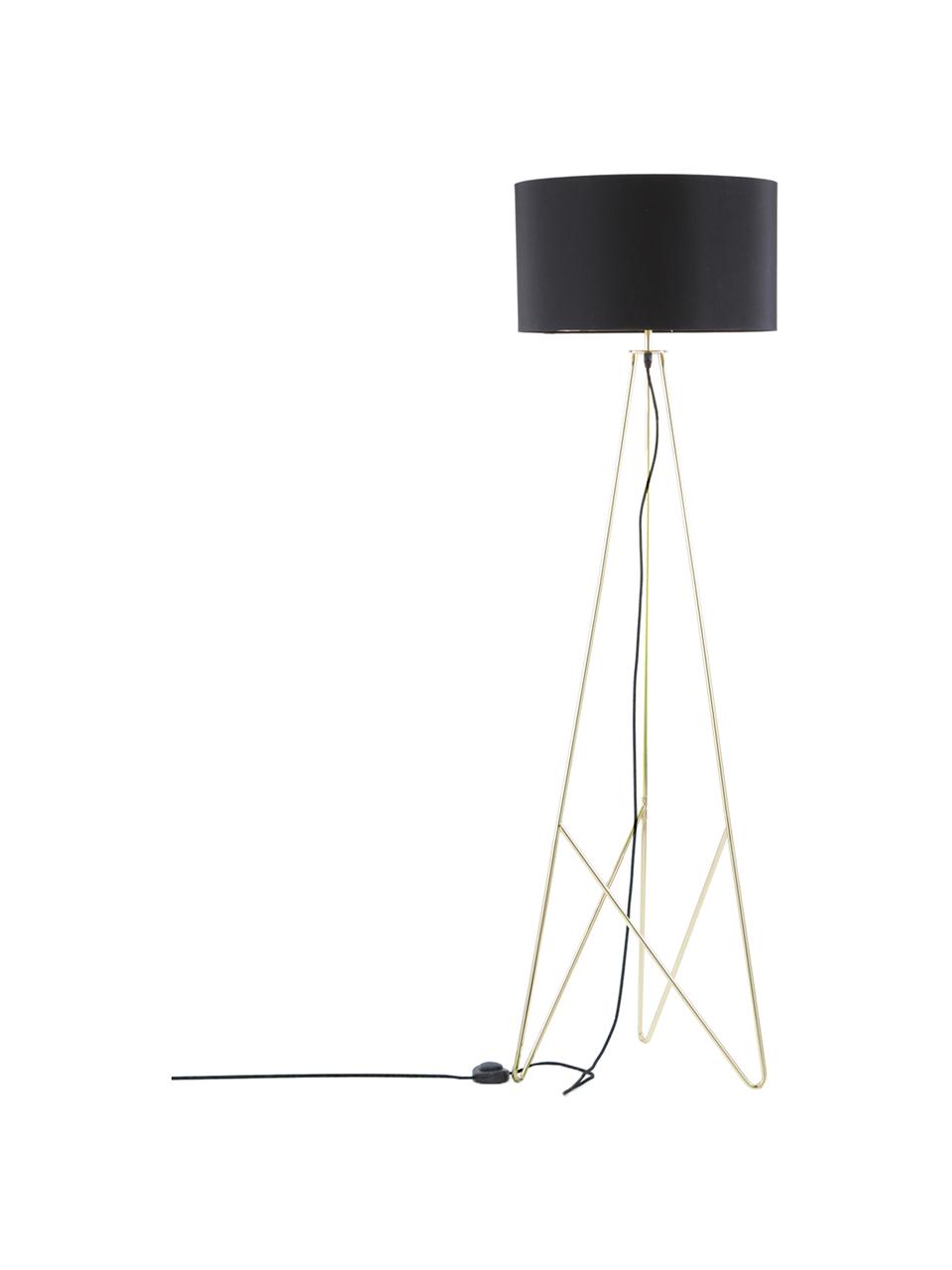 Lámpara de pie Jessica, Pantalla: tela, Cable: plástico, Negro,cobre, Ø 45 x Al 155 cm