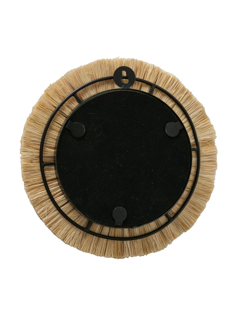 Súprava okrúhlych ručne viazaných nástenných zrkadiel Mamesa, 2 diely, Čierna, béžová
