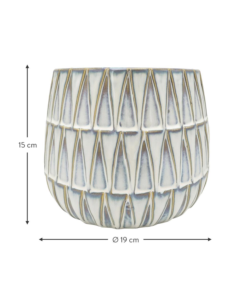 Macetero de cerámica Nomad, Cerámica, Blanco, beige, Ø 19 x Al 15 cm