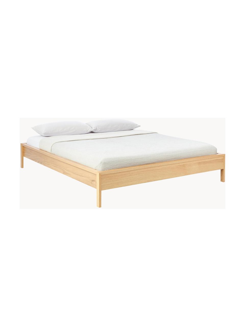 Cama de madera Tammy, Madera chapada en roble, Madera de roble, An 180 x L 200 cm