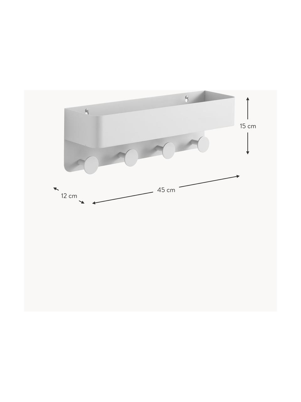 Metall-Wandgarderobe Lou, Metall, lackiert, Weiss, B 45 x H 15 cm