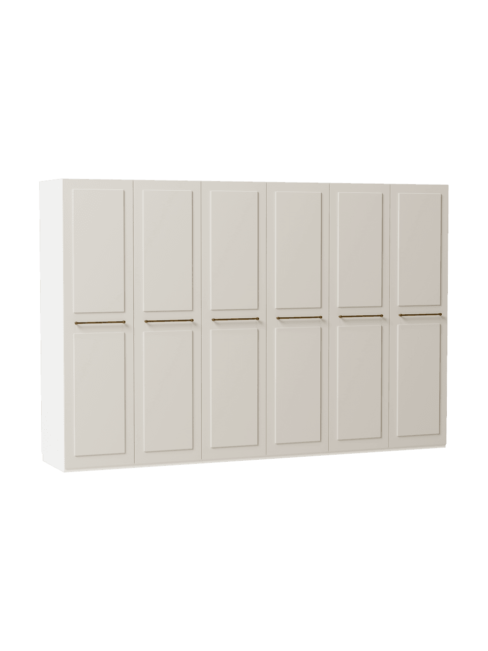 Szafa modułowa Charlotte, 6-drzwiowa, różne warianty, Korpus: płyta wiórowa pokryta mel, Beżowy, W 200 cm, Basic