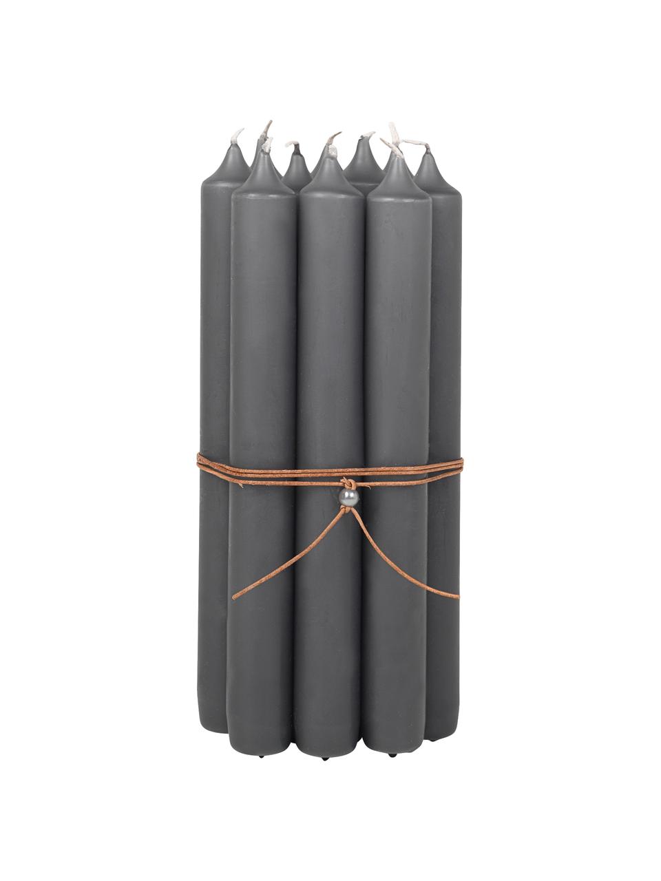 Velas candelabro Classic, 10 uds., Parafina, Gris, Ø 2 x Al 19 cm