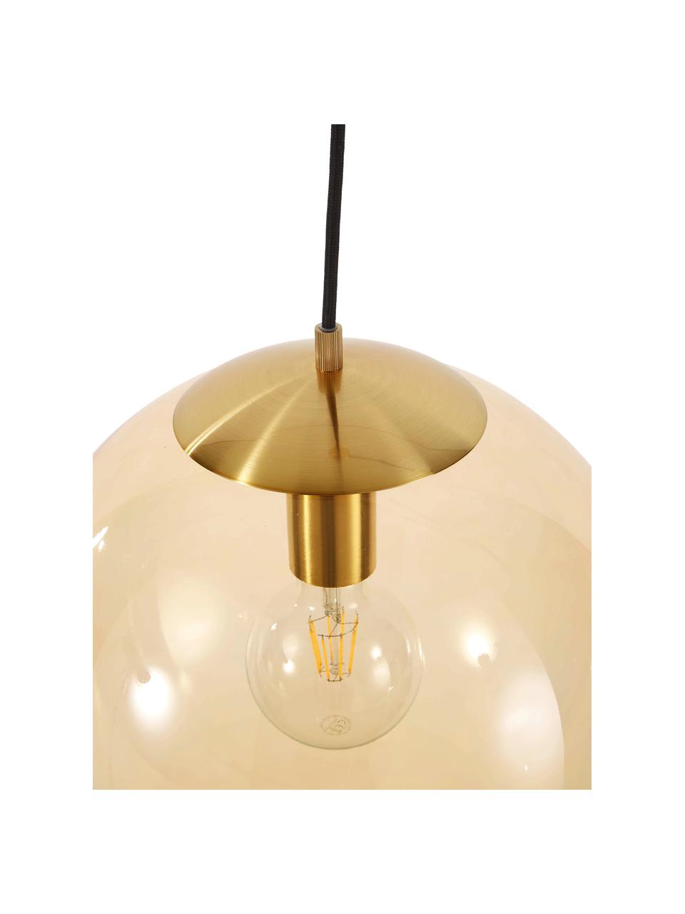 Hanglamp Bao van glas, Lampenkap: glas, Baldakijn: gegalvaniseerd metaal, Goudkleurig, Ø 35 cm