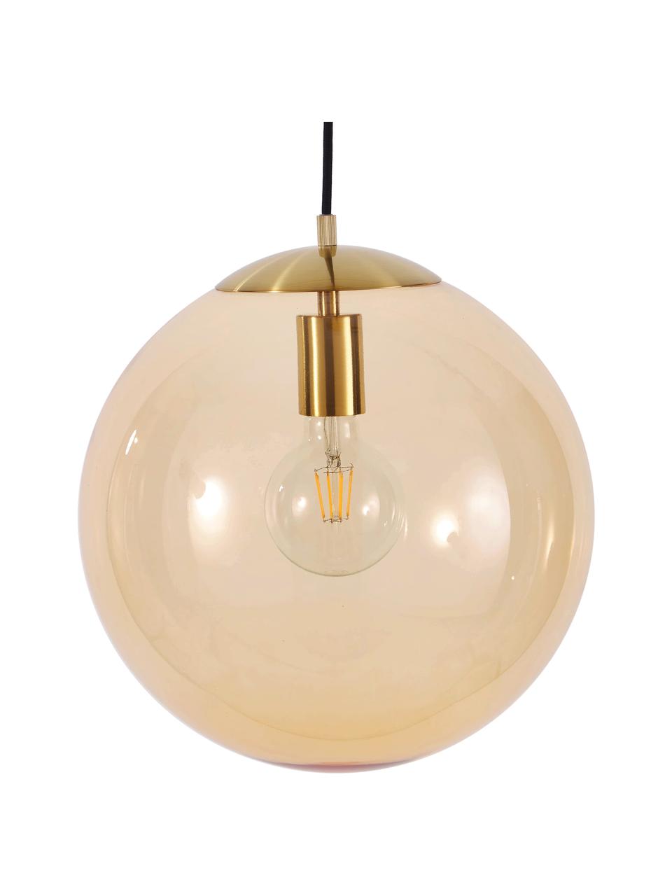 Hanglamp Bao van glas, Lampenkap: glas, Baldakijn: gegalvaniseerd metaal, Goudkleurig, Ø 35 cm