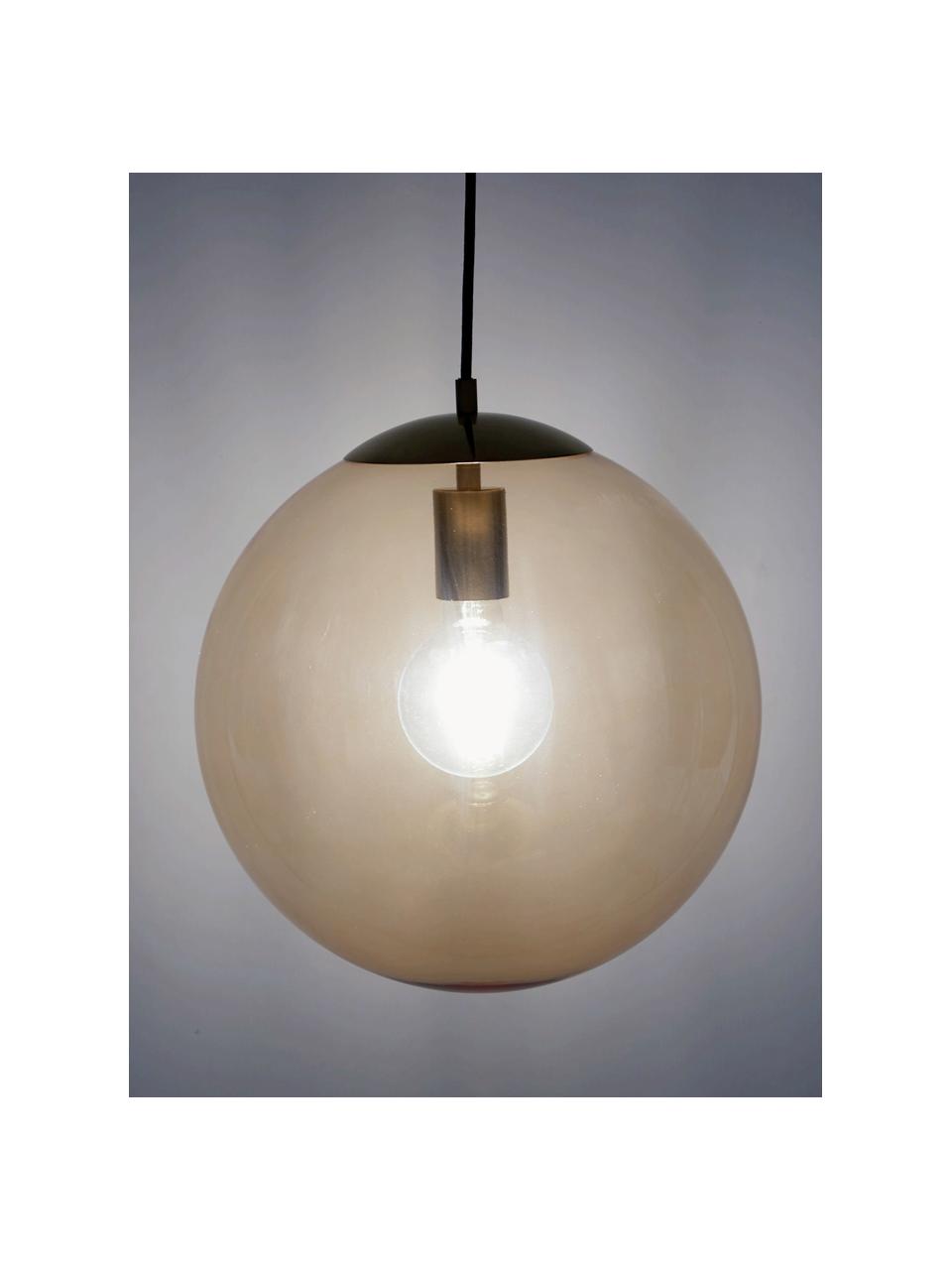 Hanglamp Bao van glas, Lamp: vermessingd metaal, Lichtbruin, goudkleurig, Ø 35 cm