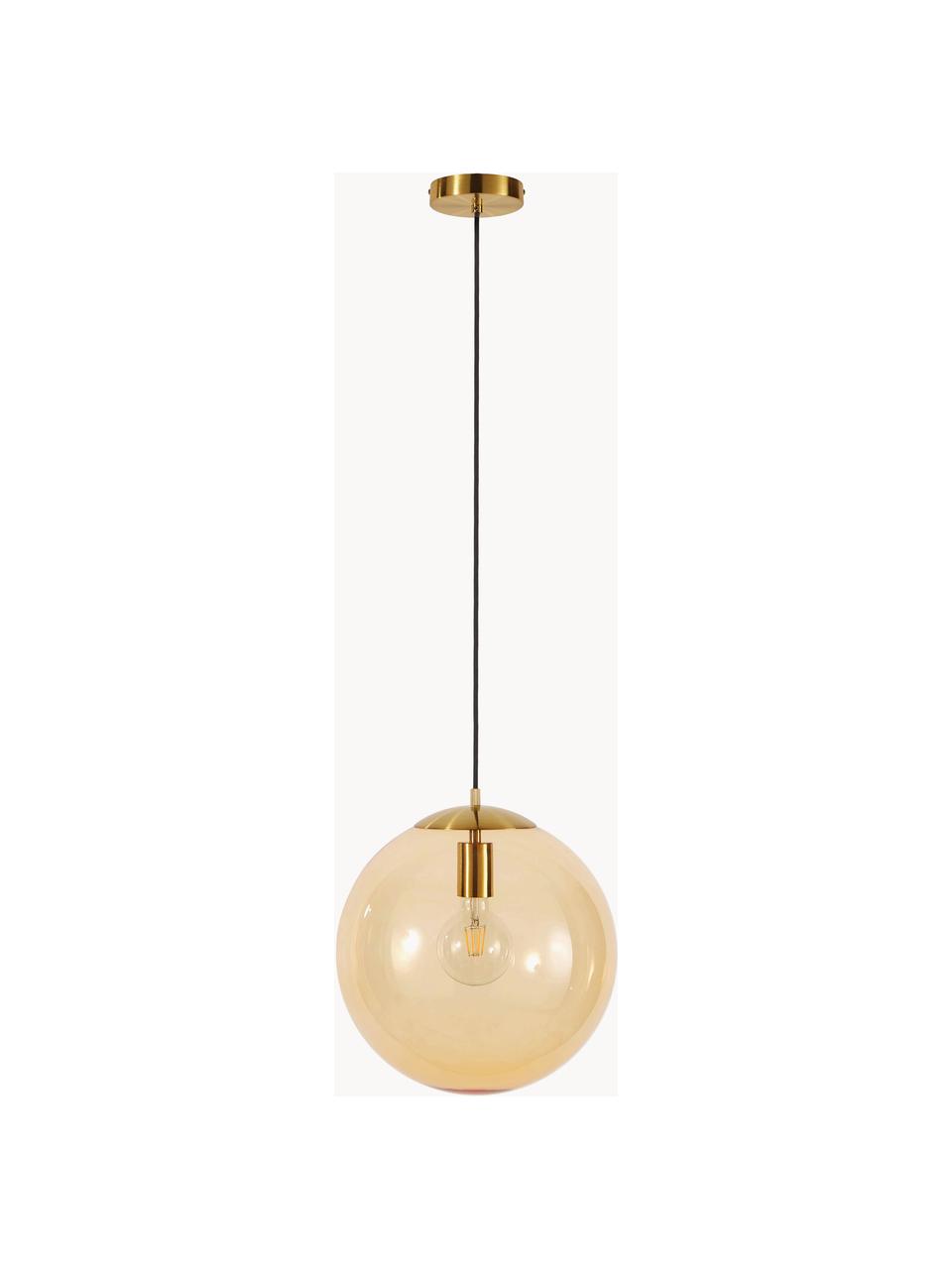 Hanglamp Bao van glas, Lamp: vermessingd metaal, Lichtbruin, goudkleurig, Ø 35 cm
